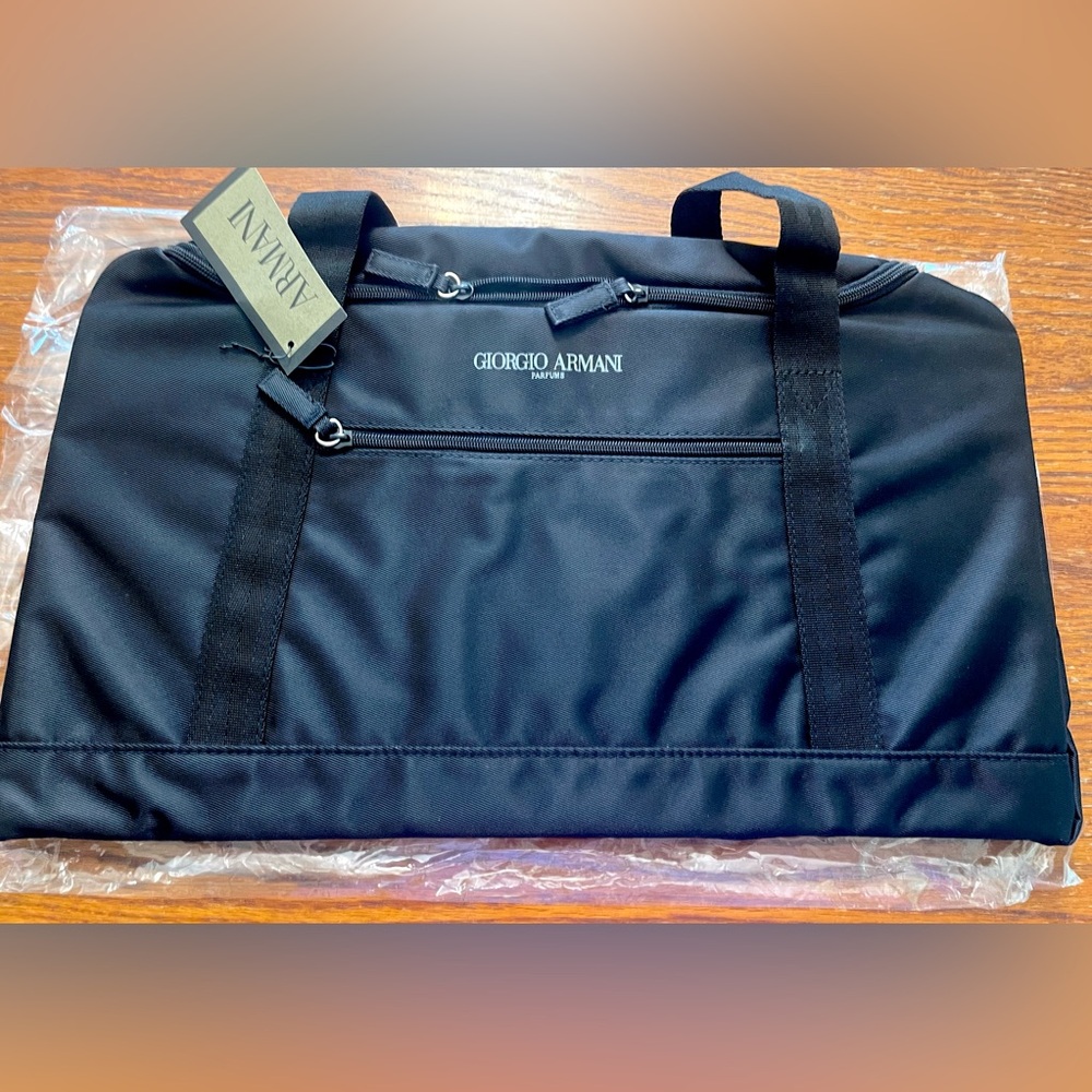 Giorgio Armani Black Weekender Duffle Bag